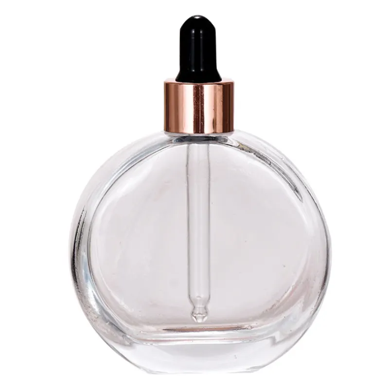 wholesale spray Clear round shape perfume glass bottle 30ml 50ml 100ml for hair oil used with glass dropper