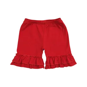 SS0184 shorts vermelhos com babados, lindos shorts, conjuntos de roupas para meninas, boutique atacado