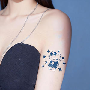 מדבקת קעקוע זמנית ידידותית לסביבה, עשויה מיצי צמחים, בעיצוב טלאים מצוירים, לכיסוי מלא של הזרוע, עמידה במים, עמידה בזיעה, לא מחזירת אור, אמנות גוף. - Product Image 4