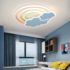 Lampada da Soffitto Creativa per Cameretta Bambini con Nuvole Bianche e Rosa, Luce da Soffitto Romantica e Calda con Arcobaleno - Product Image 2