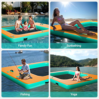 Plataforma Flotante Inflable Portátil, Isla Inflable para el Océano, Piscina Marina con Bomba de Aire
