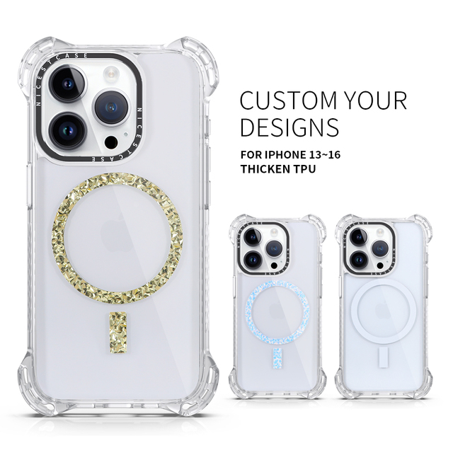Aikusu Tpu Pc Transparent Phone Case Anti Yellow Anti-Shock Clear Magnetic Phone Case for Iphone 16 15 14 13 12 Pro Max