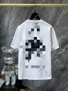 T-shirt à manches courtes unisexe tendance transfrontalière, style streetwear, avec patch géométrique en coton appliqué, coupe ample et polyvalente - Product Image 1