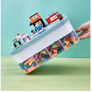 Contenitore per contenitori per Organizer per la casa in plastica impilabile grande per bambini con Base per blocchi Lego in mattoni da costruzione