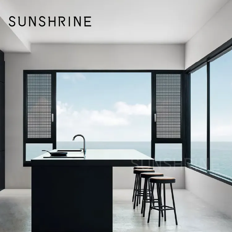 ステンレス鋼アルミニウム窓高品質装飾人気の新しいサーマルブレイク住宅用