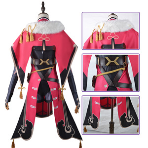Costume de Cosplay <span class=keywords><strong>Beidou</strong></span> pour femme, vêtement rouge et noir, ensemble complet, cape de robe pour Halloween, 2020 - Product Image 6
