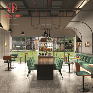 Juego de Muebles Modernos <span class=keywords><strong>para</strong></span> Cafetería, Restaurante, <span class=keywords><strong>Mesas</strong></span> Redondas Pequeñas, <span class=keywords><strong>Taburetes</strong></span> de Bar <span class=keywords><strong>y</strong></span> Sofá Verde, Juego de Comedor <span class=keywords><strong>para</strong></span> Hotel - Product Image 3