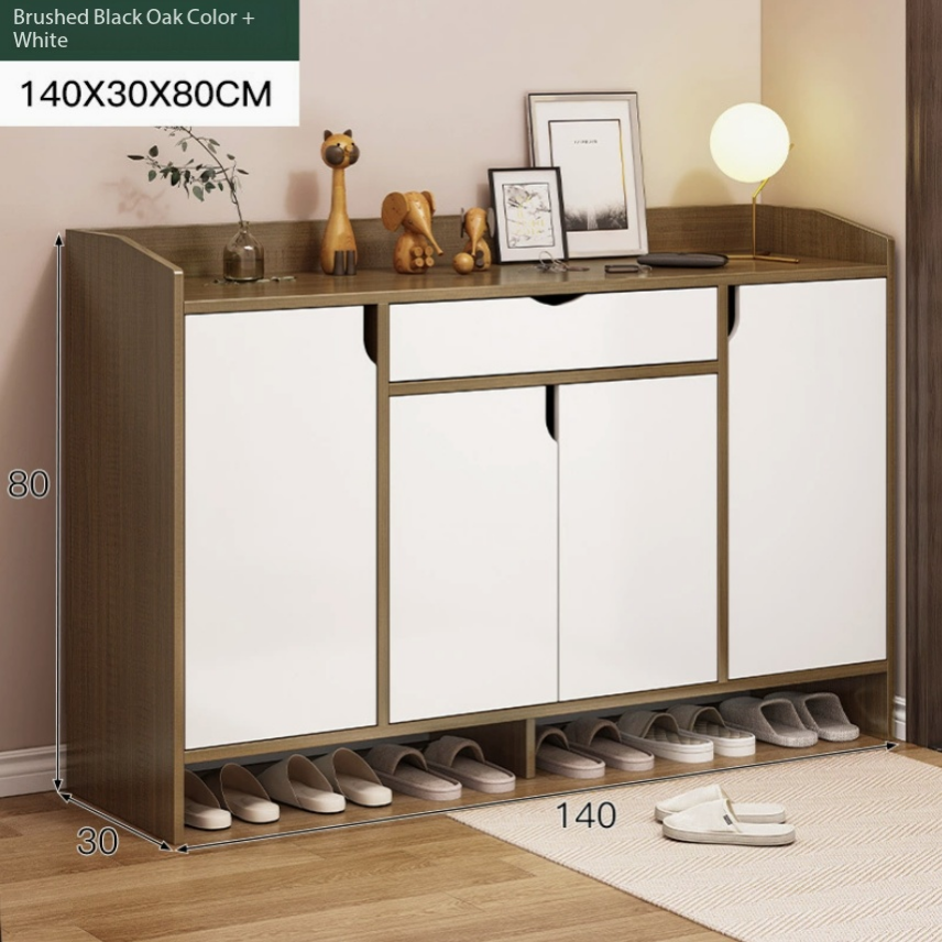 Cajón individual blanco cálido de roble negro cepillado de 140 cm