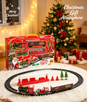 Train électrique de Noël avec lumières et sons, fonctionne sur piles, en plastique, échelle 1:24, jouet pour enfants, cadeau de Noël