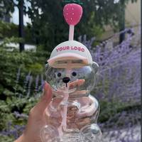 Tasse en verre ours en peluche très prisée pour les fêtes, avec couvercle, un cadeau d'anniversaire très attrayant