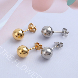 Gold Plated Stainless Steel Ear <b>Stud</b> Round Titanium Peas Ball Bead <b>Earrings</b> rainbow 2-8mm Stainless Steel Ball <b>Stud</b> <b>Earrings</b> - Product Image 5