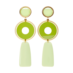 Boucles d'oreilles pendantes tendance en acier inoxydable 316L plaqué or PVD, design pendentif cercle vert durable et résistant - Product Image 2