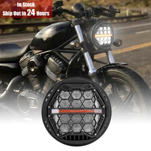 Phare avant de moto à LED homologué Emark, design nid d'abeille, 5-3/4 5.75 pouces, 10 lentilles, pour Sportster Dyna Low Rider Street <span class=keywords><strong>Bob</strong></span> Iron - Product Image 2