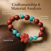 Bracelet artisanal de perles d'encens de 10 mm, feuille d'érable, parfum naturel aux herbes, bijoux OEM, marque privée, esthétique orientale, spirituel
