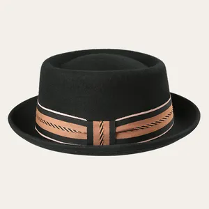 Castor de alta calidad, todos los tamaños, invierno, gamuza vegana, hombres, Porkpie, ala de fieltro suave, lana 100% Rancher gamuza, sombrero Fedora, sombreros planos de pastel de cerdo