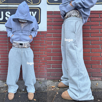 Ensemble de survêtement personnalisé en gros : sweat à capuche et pantalon évasé à double taille, coupe ample et oversize pour homme