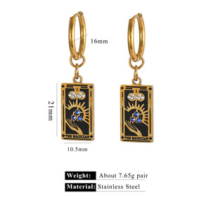 Fai da te tarocchi in smalto fatto a mano zircone accessori creativi Charm ciondolo in acciaio inossidabile gioielli di moda all'ingrosso per le donne - Product Image 5