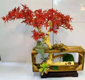 Bonsaï artificiel d'érable rouge <span class=keywords><strong>en</strong></span> <span class=keywords><strong>pot</strong></span>, feuilles réalistes à cinq branches, faux érable japonais pour la décoration de la maison et <span class=keywords><strong>du</strong></span> bureau - Product Image 6