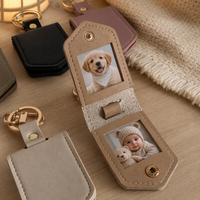 Porte-clés photo créatif en cuir, breloques pendentifs en PVC pour sac à main, porte-clés photo DIY, cadeaux souvenirs