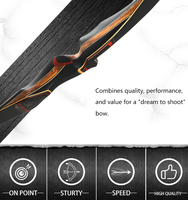 Arc recurve traditionnel en bambou et carbone Volcano de 60 pouces, arc recurve en bois avec flèche laminée