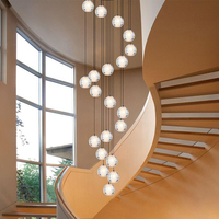 Lustres ronds en cristal de luxe modernes à haut plafond Luminaires suspendus Luminaire pour escalier Salon Foyer Hôtel Villa