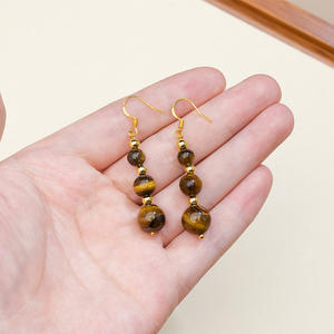 Orecchini pendenti in pietra naturale occhio di <span class=keywords><strong>tigre</strong></span> gioielli in cristallo curativo con perline da donna - Product Image 1