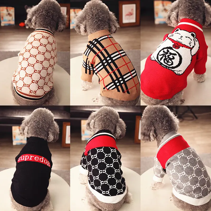 Moda lüks marka Pet köpek kazak örme sıcak yavru kedi köpek kış giysileri