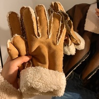 Gants en daim à cinq doigts femmes laine d'agneau hiver chaud velours cyclisme coupe-vent cyclisme vélo électrique hiver hommes