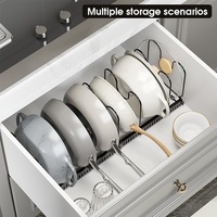 Organisateur extensible pour couvercles de casseroles, support pour ustensiles de cuisson, porte-couvercles, rangement pour armoire de cuisine, séparateur en fil métallique de 30 à 58 cm