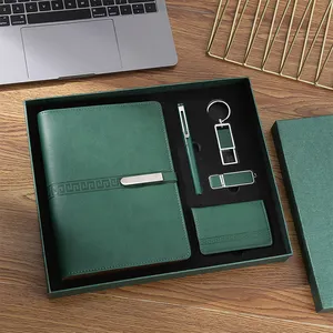 Pernikahan kustom Logo mewah, Notebook dengan Drive Usb dan pena Notebook promosi bisnis perusahaan 5 dalam 1 Hadiah Set untuk pria/