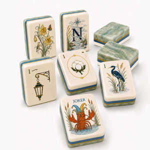Juego de Mahjong Americano Winmax Charleston, Diseño Floral Vintage de Barco Fluvial, 160 Fichas, Telas de Microfibra, Patas Metálicas Plegables a Juego - Product Image 3