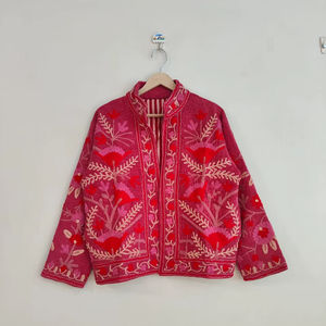 Colorful Cotton Suzani TNT <b>Jacket</b> Handmade Embroidery, Boho <b>Hippie</b> Style Outerwear for Women Cotton Suzani <b>jacket</b> coat - Product Image 1