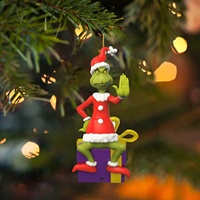Vente chaude Drôle Poupées Vertes Décor De Noël Plat Acrylique Suspendu Grinches Ornements pour Arbre