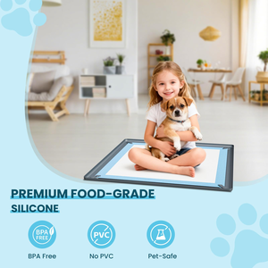 Support pour tapis de propreté pour chiens, en silicone, avec rebord surélevé anti-déversement et antidérapant, pour l'apprentissage de la propreté des chiots - Product Image 4