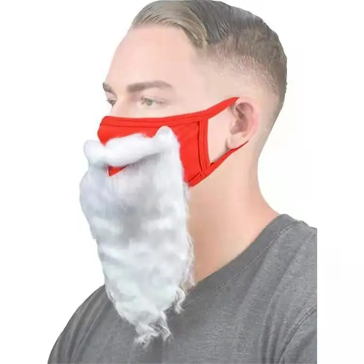 2023 Christmas Decoration 3D Santa Claus Beard Masks Funny Reusable Santa Beard Face Cover Shield Hat for Xmas Cosplay Party