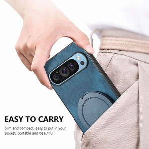 Funda Magnética Mate para Teléfono con Soporte para Google <span class=keywords><strong>Pixel</strong></span> 9 Pro XL 8 7 6 Pro <span class=keywords><strong>6A</strong></span> 5G 7A, <span class=keywords><strong>Carga</strong></span> <span class=keywords><strong>Inalámbrica</strong></span>, Funda Protectora de Cuero PU con Soporte - Product Image 3