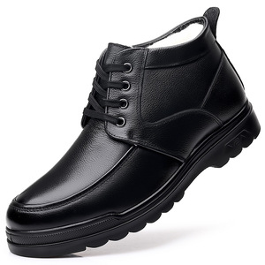 Botas de invierno para hombre, de cuero genuino, forradas de lana, antideslizantes, con punta redonda, para la nieve, para padres mayores. - Product Image 5