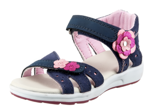 Sandalias de tiras florales para niñas, suela plana de verano, con cierre de velcro en la parte trasera, punta abierta, zapatos para niños - Product Image 1
