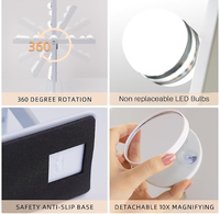 Grand miroir de maquillage avec ampoules LED à intensité variable - 3 modes de couleur et commande tactile, miroir de maquillage de table