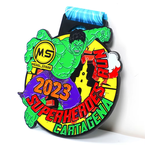 Medalla de Superhéroe con Diseño 3D de <span class=keywords><strong>Hulk</strong></span>, Medalla de Premio Fundida a Presión con Esmalte Suave y Cinta Azul Ondulada - Product Image 1