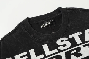 Camiseta de Manga Larga Unisex de Algodón Puro Lavado con Estampado Geométrico de Letras de la Marca Hell Star, Estilo Urbano Holgado, Impresión 3D, Tendencia 26S - Product Image 3