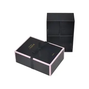 Campione di sconto produttore personalizzato unico artigianato rettangolare confezione scatola di candela di lusso in cartone duro nero per regalo