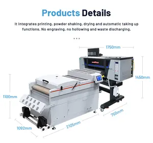 Impressora kingjet dtf impressora dtf A3 para impressora de camisetas, cabeça dupla de 60 cm, agitador de pó de impressão dtf