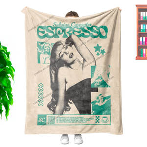 Bon prix impression personnalisée de haute qualité Sabrina charpentier Merch flanelle polaire tissé jeter couverture personnalisé Fans cadeaux - Product Image 4