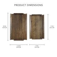 Plateau de service en noyer noir de qualité supérieure avec poignées intégrées, plateau rectangulaire moderne en bois pour petit-déjeuner individuel, café et thé