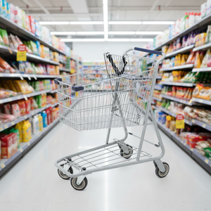 Carrito de Compras de Malla Metálica de Doble Capa con Recubrimiento en Polvo, Carrito de Frutas y Verduras de Doble Piso para Productos Frescos - Product Image 1