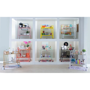 Nordic-style wrought iron trolley side <b>table</b>, movable, minimalist, suitable for <b>small</b> apartments and living rooms. - Product Image 4