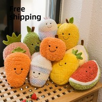 Juguete de simulación de frutas y verduras con sonido, máquina de agarrar, para lanzar en bodas, de peluche, de algodón PP y poliéster, al por mayor, lindo