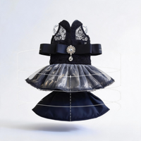 Robe de Gala de Luxe Noire en Dentelle pour Animaux de Compagnie, Élégante Robe de Mariage pour Chien avec Pendentif Strass, Tenue de Princesse pour Petits Chiens et Chats