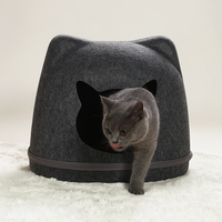Lit pour chat lavable avec fermeture éclair, en feutre doux, abri pour animaux de compagnie pour toutes les saisons, nid respirant pour chaton, maison confortable pour animaux d'intérieur